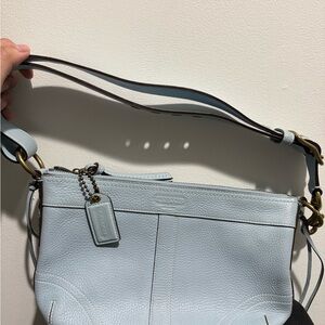 Coach Pale Blue Pebbled Leather Shoulder Bag